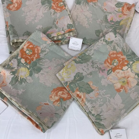 POTTERYBARN ~ ELORA FLORAL LINEN BLEND PILLOW CASE LOT OF 4 ~ 24" - Picture 4 of 7